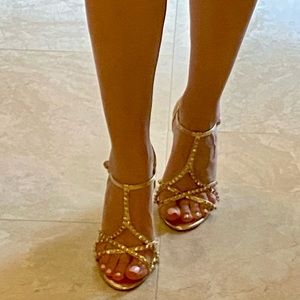 Michael Antonio 4” Gold Rhinestone heels size 6